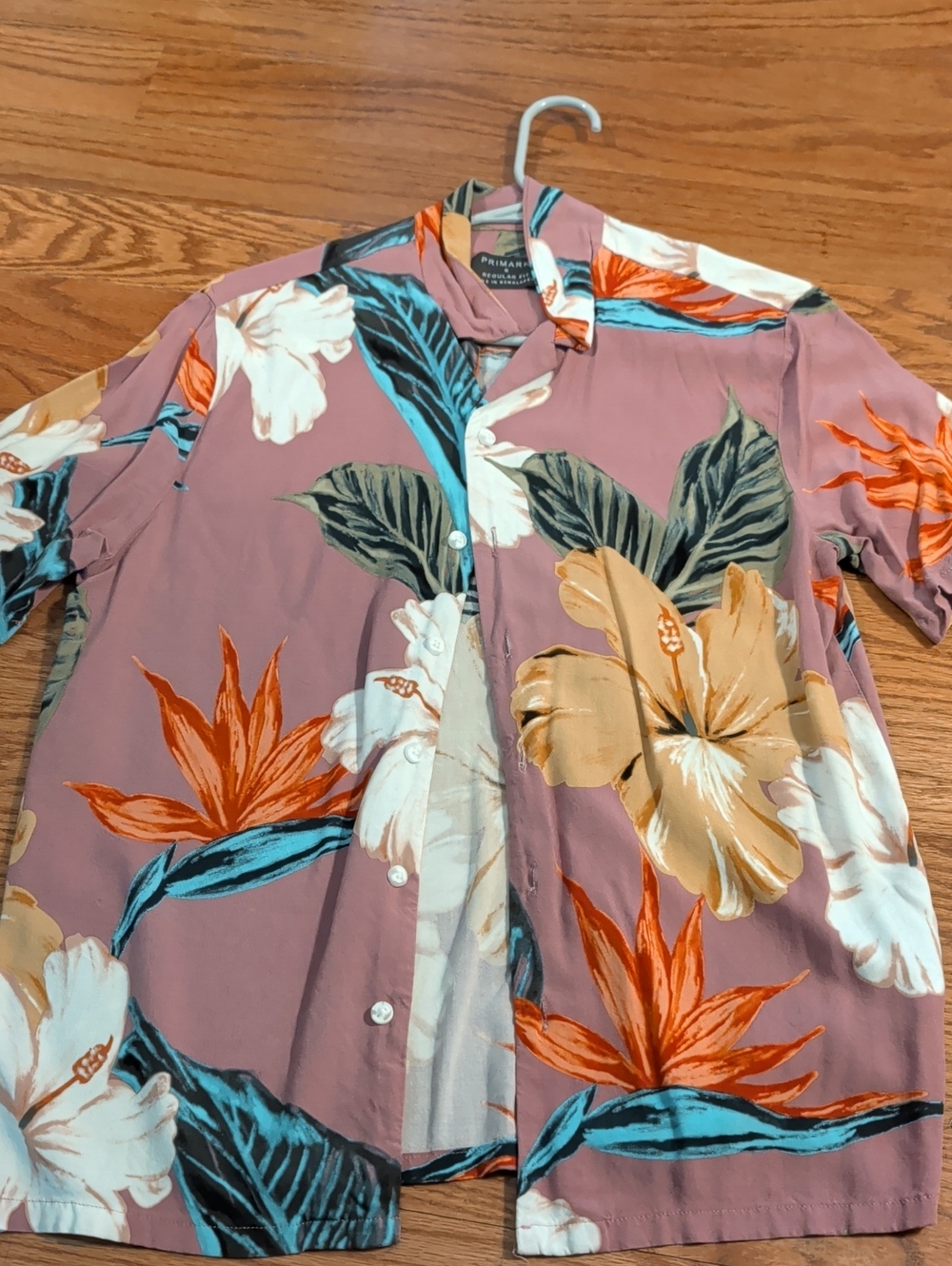 Primark Mauve Floral Short-Sleeve Button-Down Shirt
